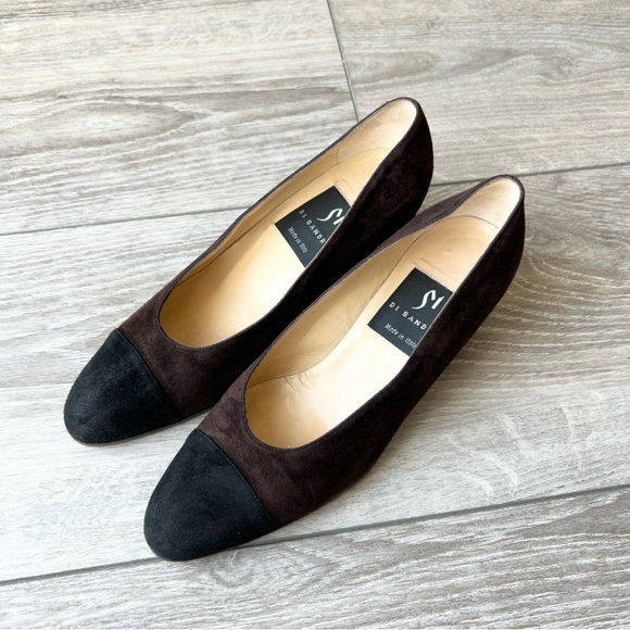 Di Sandro Brown Black Two Tuned Suede Leather Custom Heel Pump - Picture 2 of 13